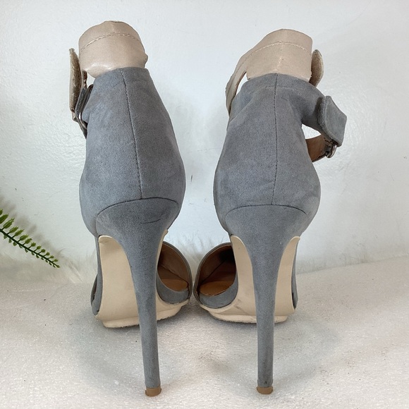 JUSTFAB DOUBLE ANKLE STRAP STILETTO POINT TOE HEELS GREY SZ 7.5 - Picture 6 of 10